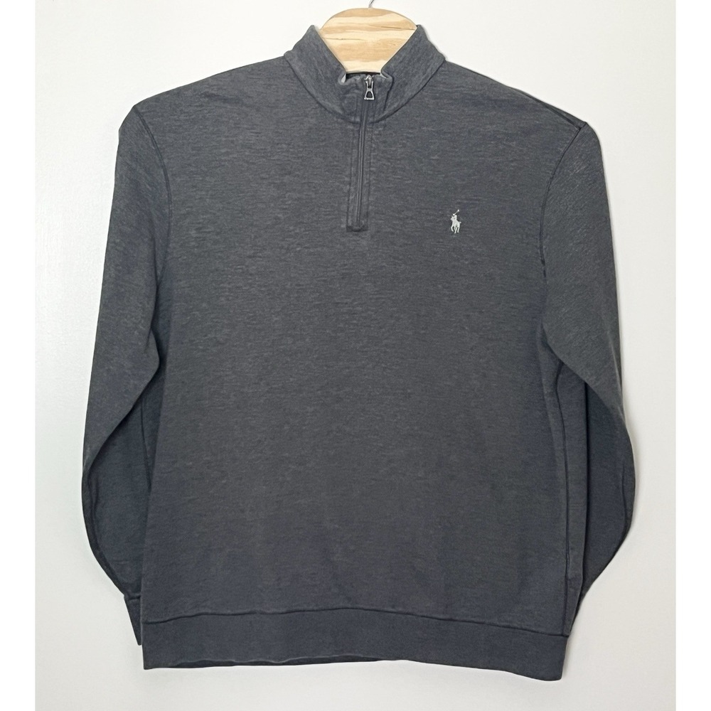Polo Ralph Lauren 1/4‎ Zip Sweatshirt Men's XL Gray Logo Preppy  Lagenlook